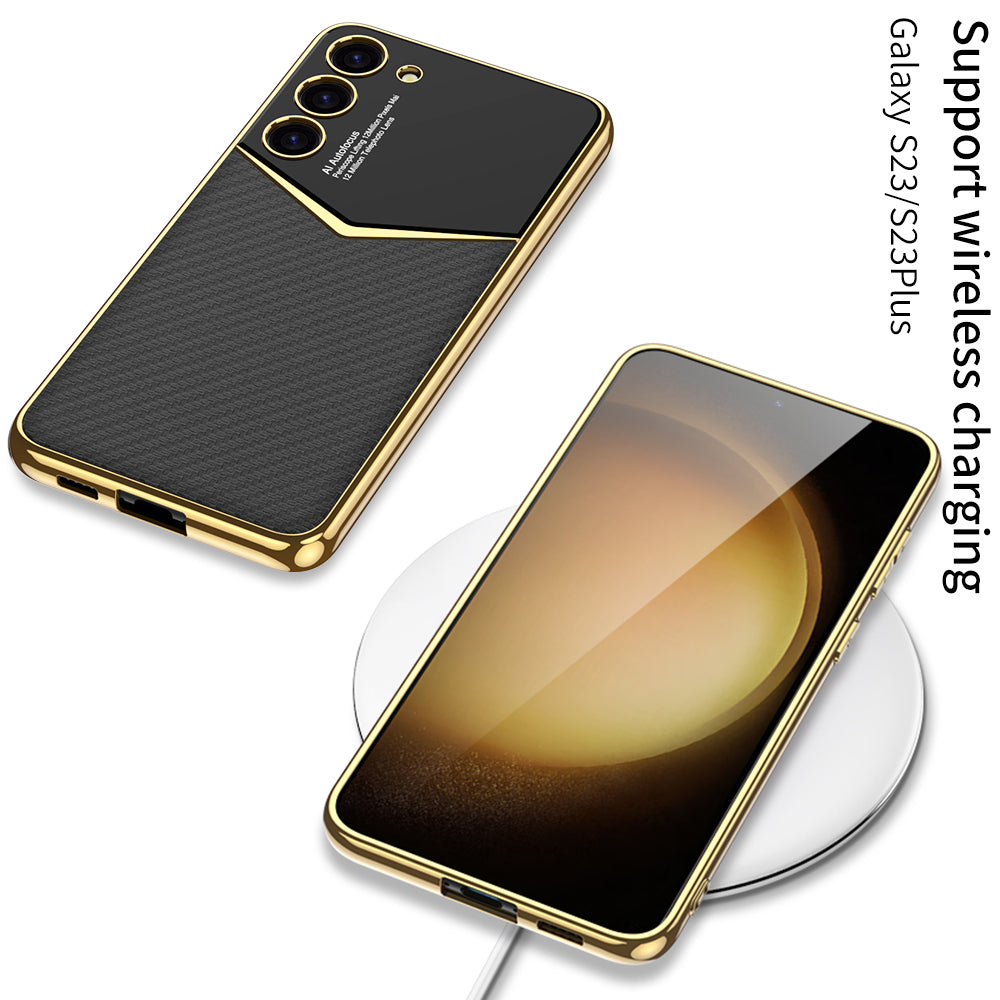 GKK pro Samsung Galaxy S23 PU kožený kryt telefonu Galvanické PC TPU pouzdro GKK pro Samsung Galaxy S23 PU kožený kryt telefonu Galvanické PC TPU pouzdro